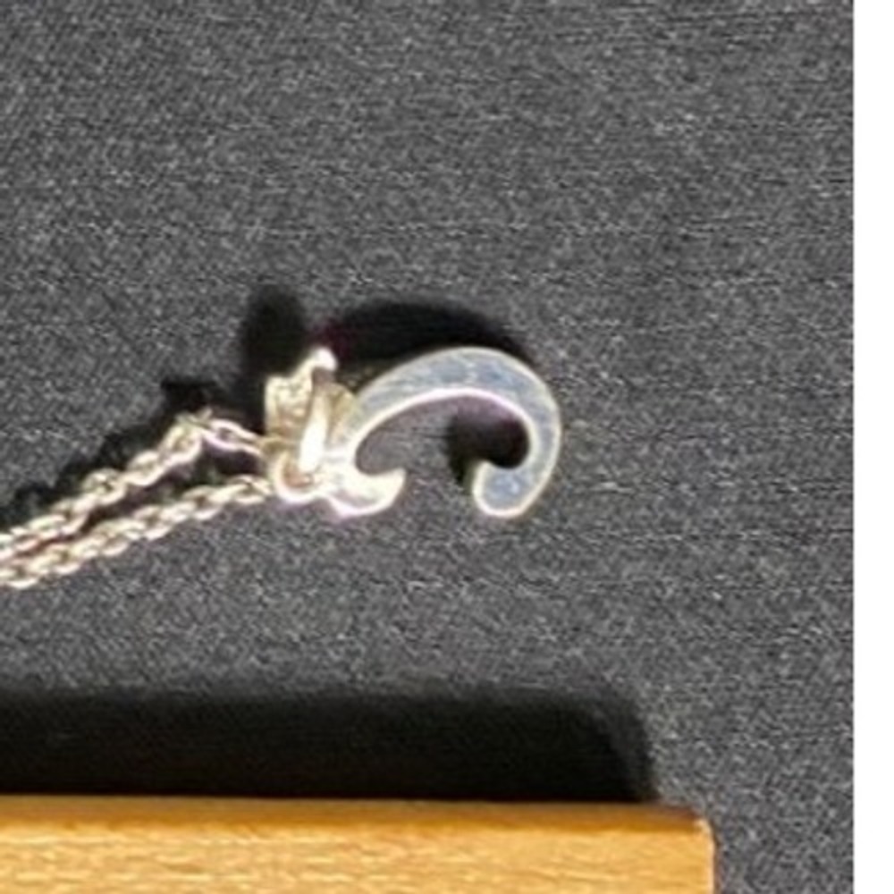Silver Tone Initial Necklace C Charm Pendant Q‎ Chain
